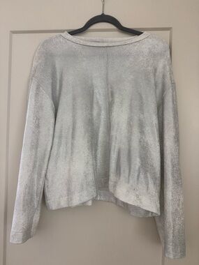 Zara Silver Metallic Long Sleeve Lightweight Top
